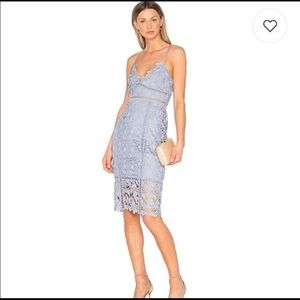 Bardot blue lace midi dress; size S